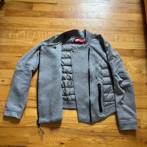Nike Athletic Zip Up Jacket Tech Fleece Moto Grey